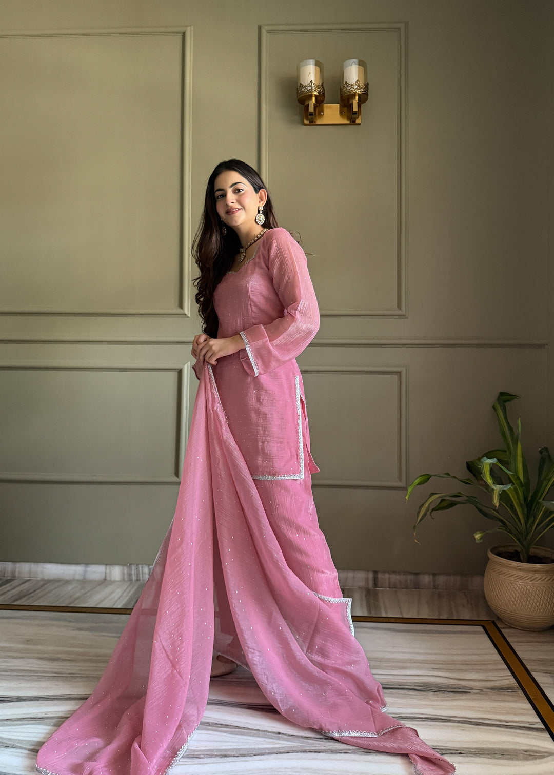 Pink Silk Kurta Salwar Set