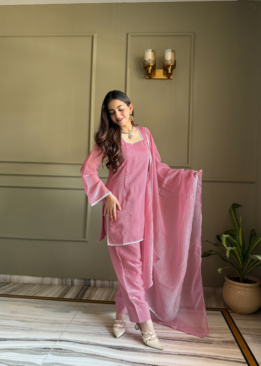 Pink Silk Kurta Salwar Set