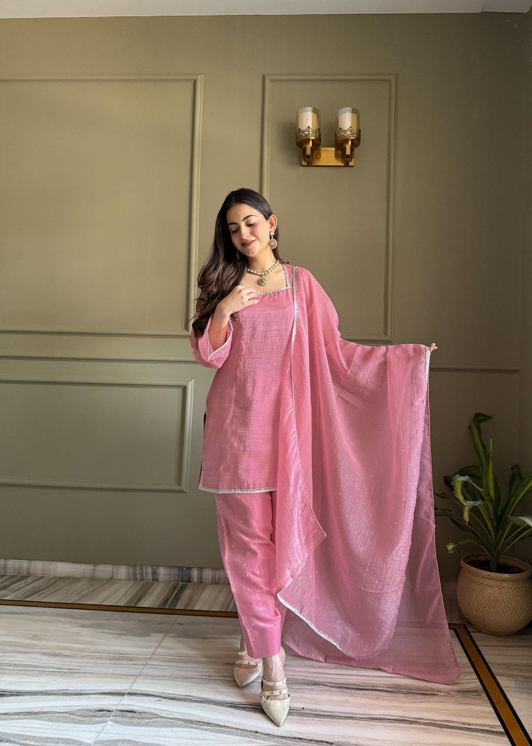 Pink Silk Kurta Salwar Set