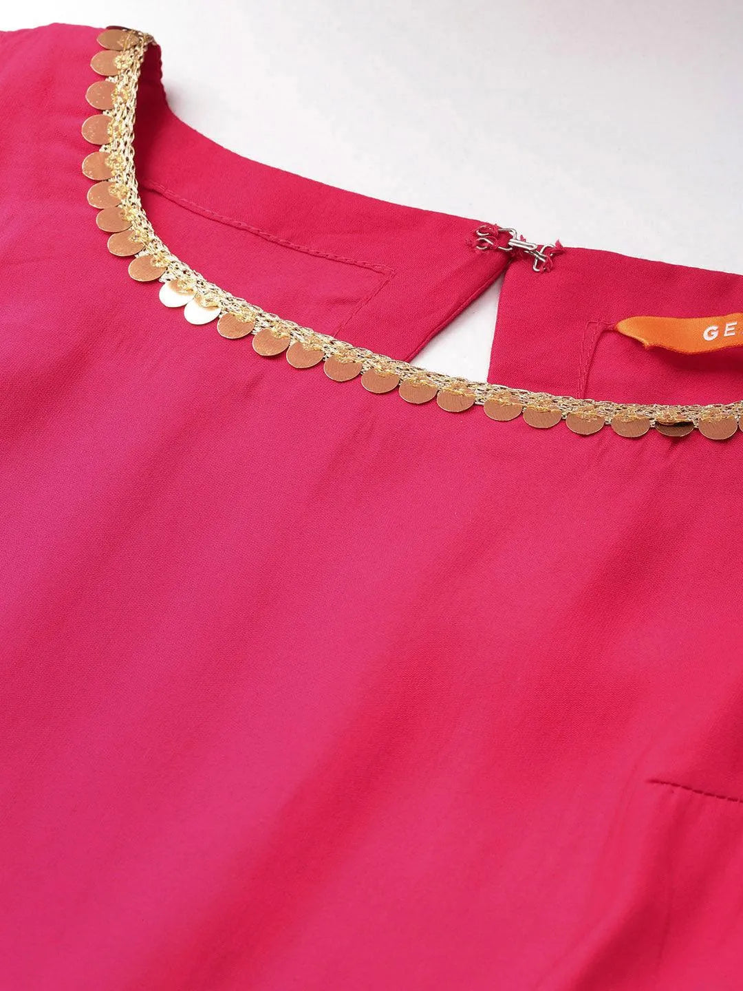 Gerua Pink Solid Silk Blend Straight Suit With Dupatta