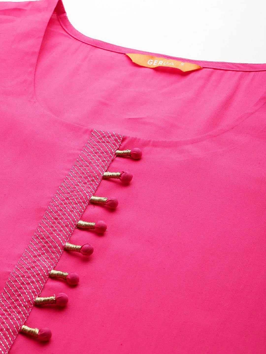 Mameraa Pink Solid Straight Suit With Dupatta
