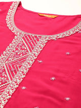 Gerua Pink Yoke Design Silk Blend Straight Suit With Dupatta