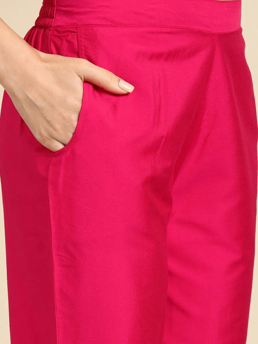 Gerua Pink Yoke Design Silk Blend Straight Suit With Dupatta