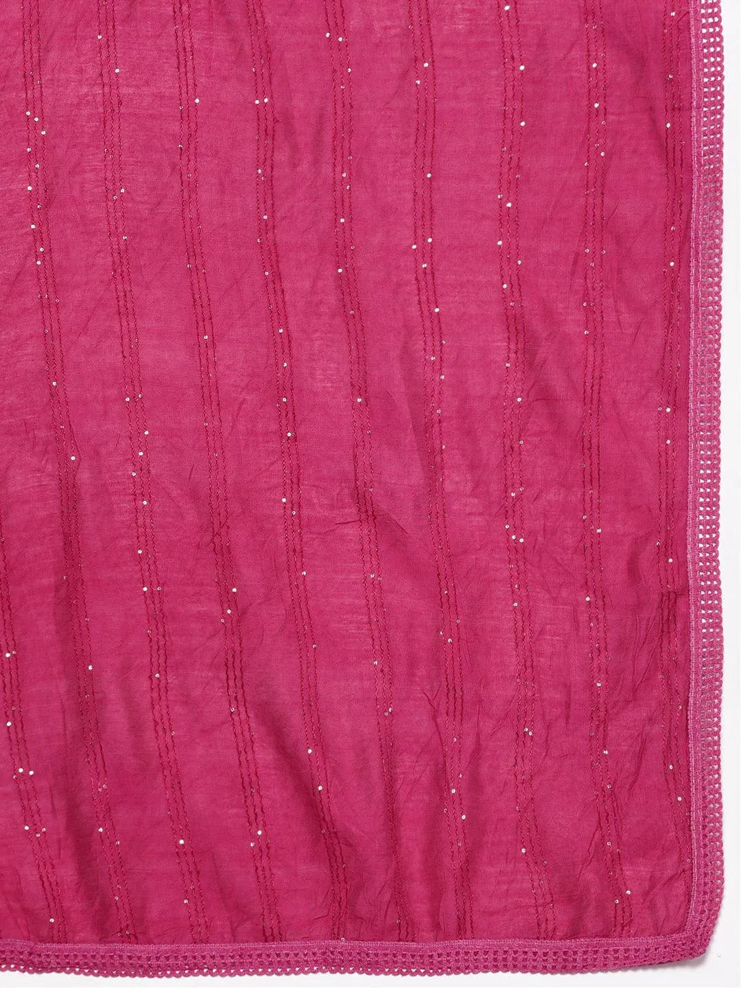 Mameraa Pink Yoke Design Silk Blend Straight Suit With Dupatta