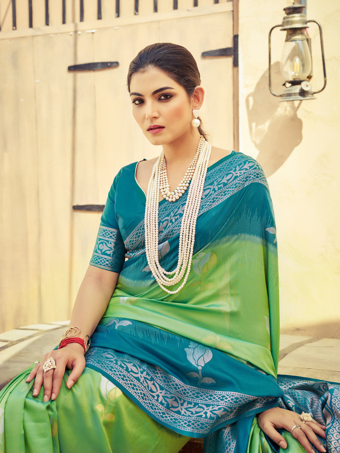 Pista Elegant Zari Woven Cotton Slub Saree with Georgette Blouse