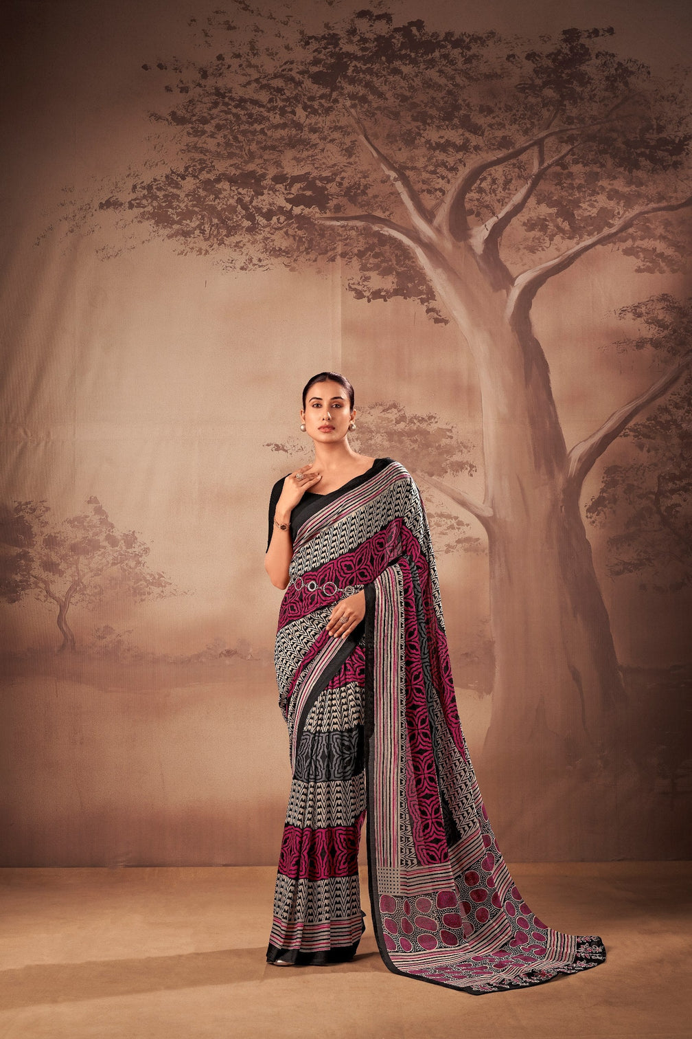Poly Mal Cotton Printed Saree