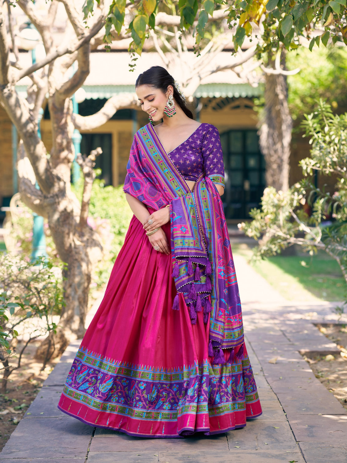 Pink color printed lehenga choli