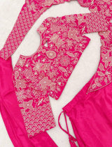 Lehenga with Attached Pallu and Embroidered Blouse for Ladies