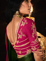 Precious Olive Green Embroidered Silk Festival Wear Saree