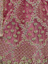 Precious Rose Pink Zircon Work Net Bridesmaid Lehenga Choli With Dupatta