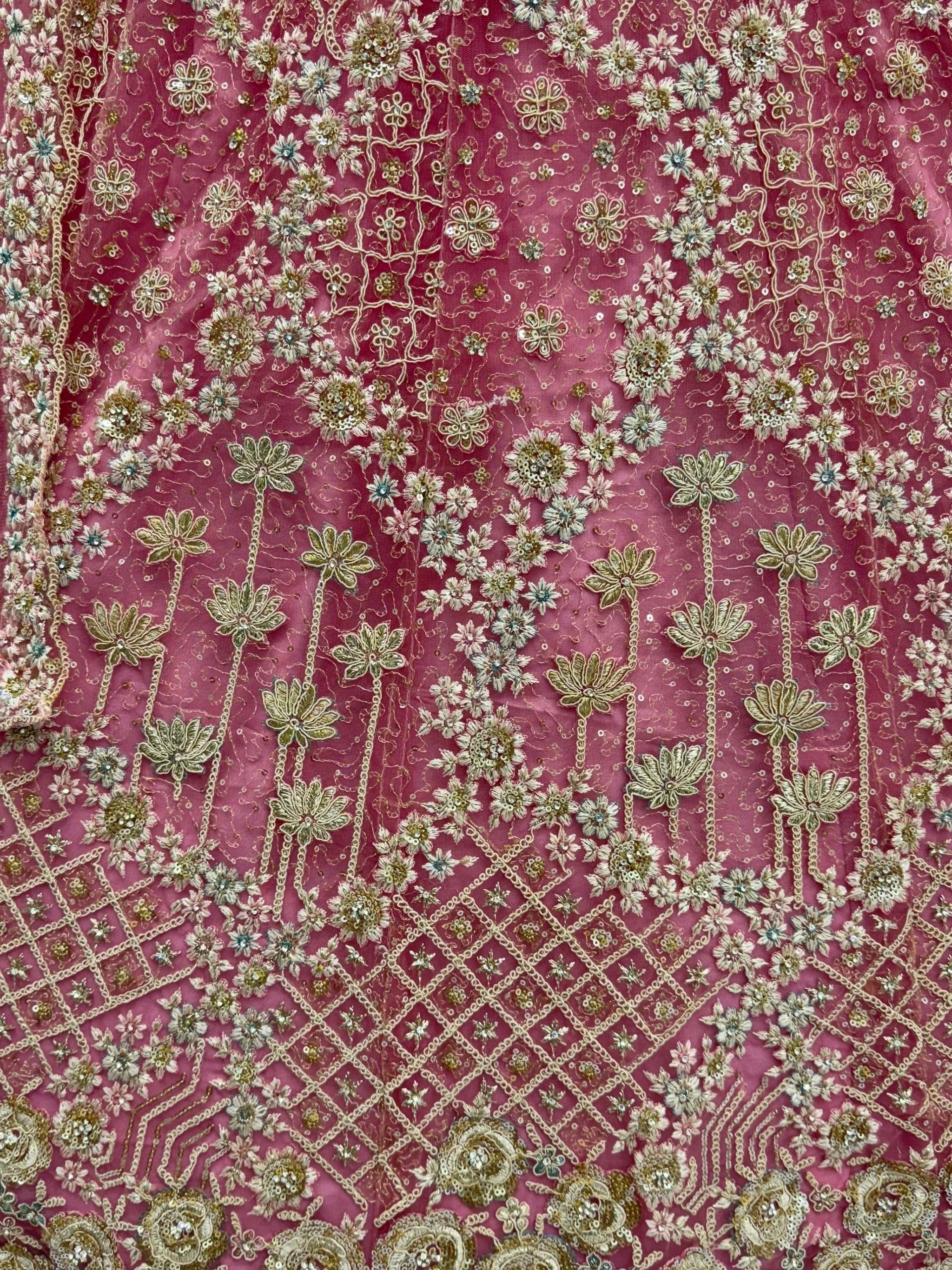 Precious Rose Pink Zircon Work Net Bridesmaid Lehenga Choli With Dupatta