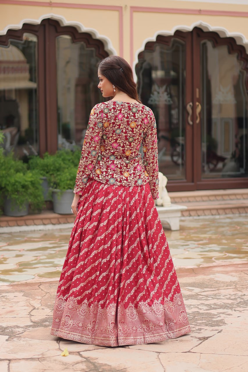 Maroon Designer Sequins Embroidered Readymade Co-ord Set