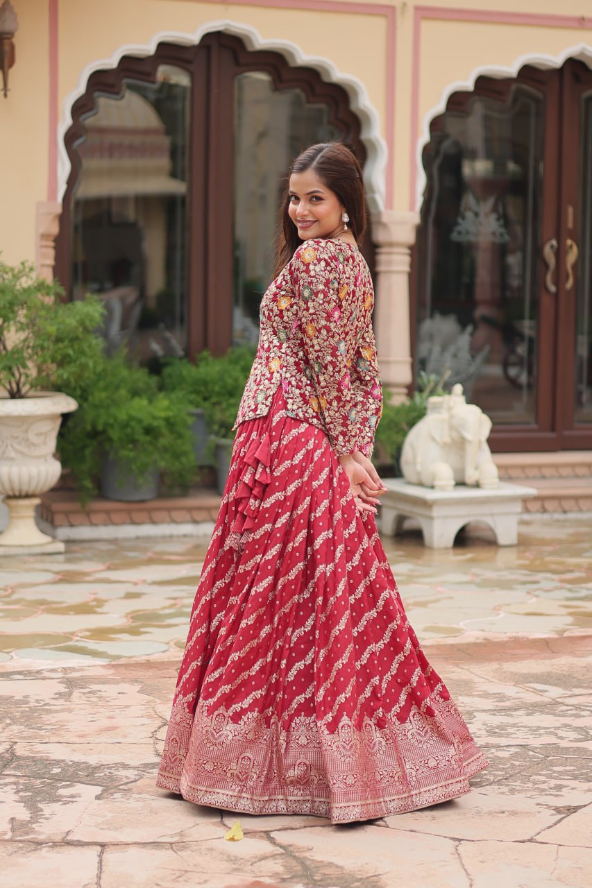 Maroon Designer Sequins Embroidered Readymade Co-ord Set