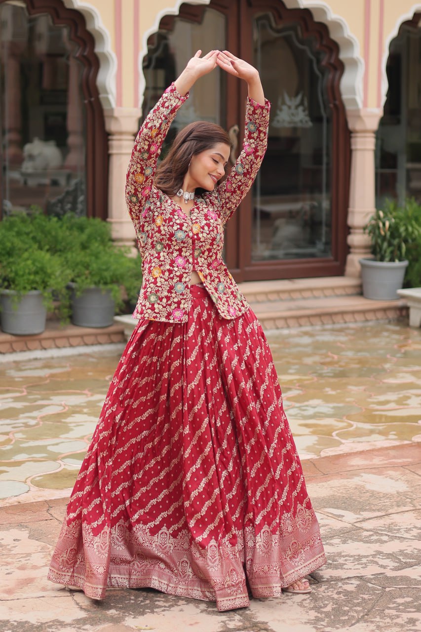 Maroon Designer Sequins Embroidered Readymade Co-ord Set