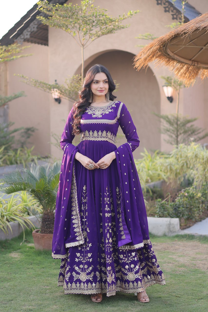 Premium Georgette Embroidered Gown