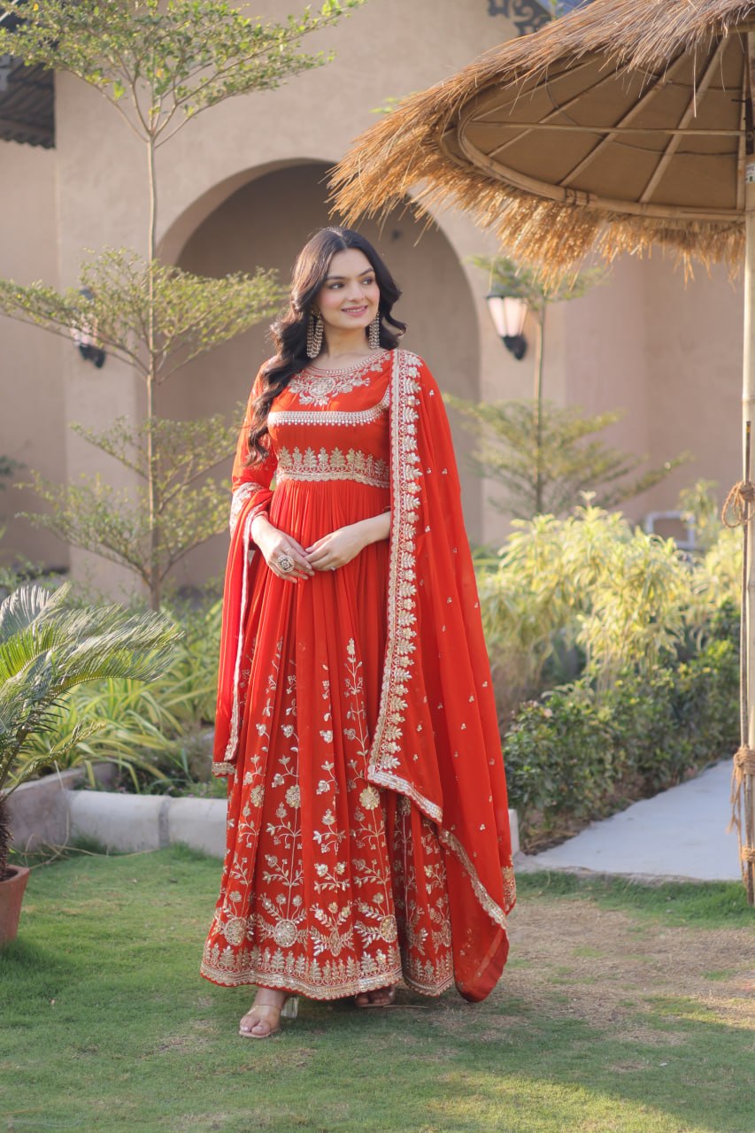 Premium Georgette Embroidered Gown