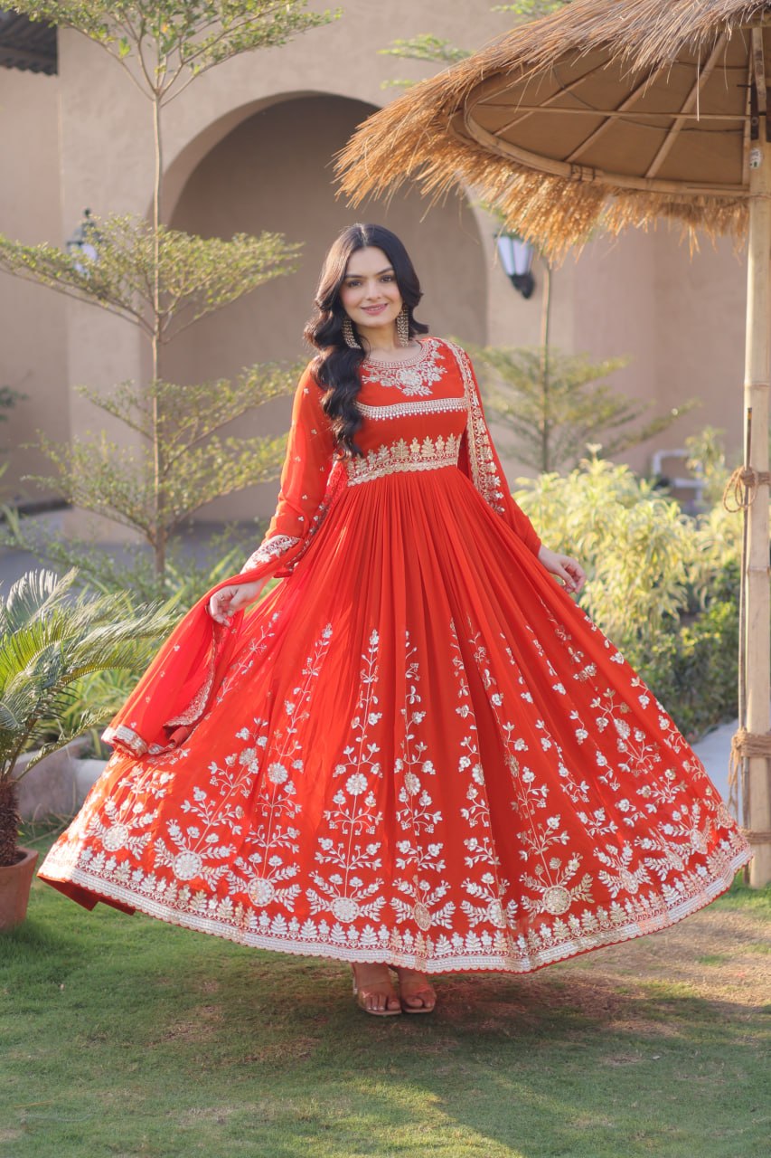 Premium Georgette Embroidered Gown