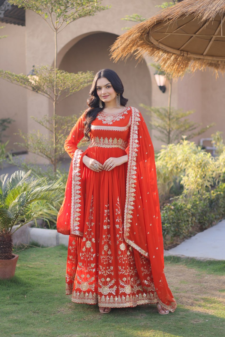 Premium Georgette Embroidered Gown
