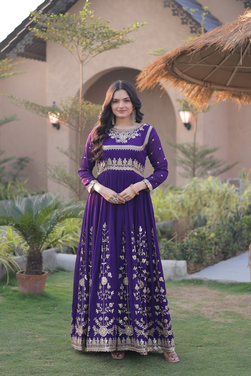 Premium Georgette Embroidered Gown