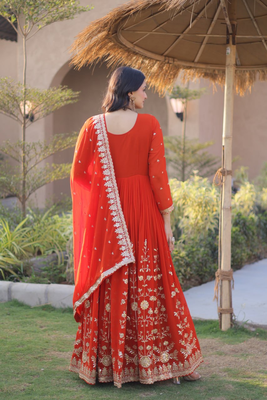 Premium Georgette Embroidered Gown