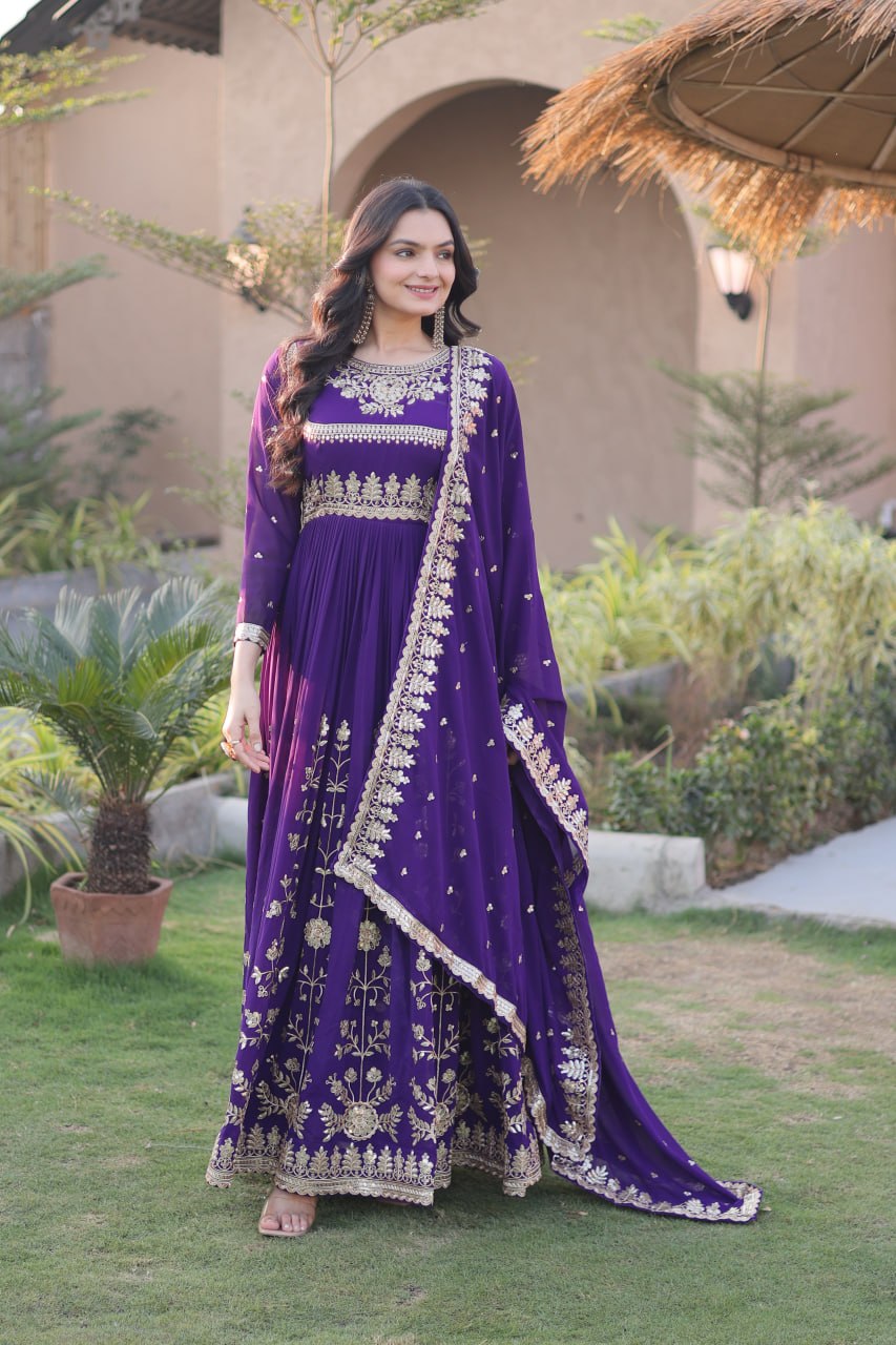 Premium Georgette Embroidered Gown