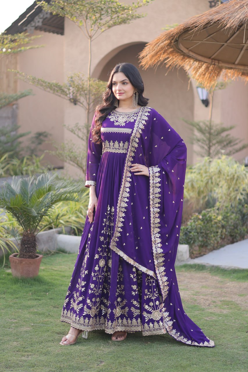 Premium Georgette Embroidered Gown