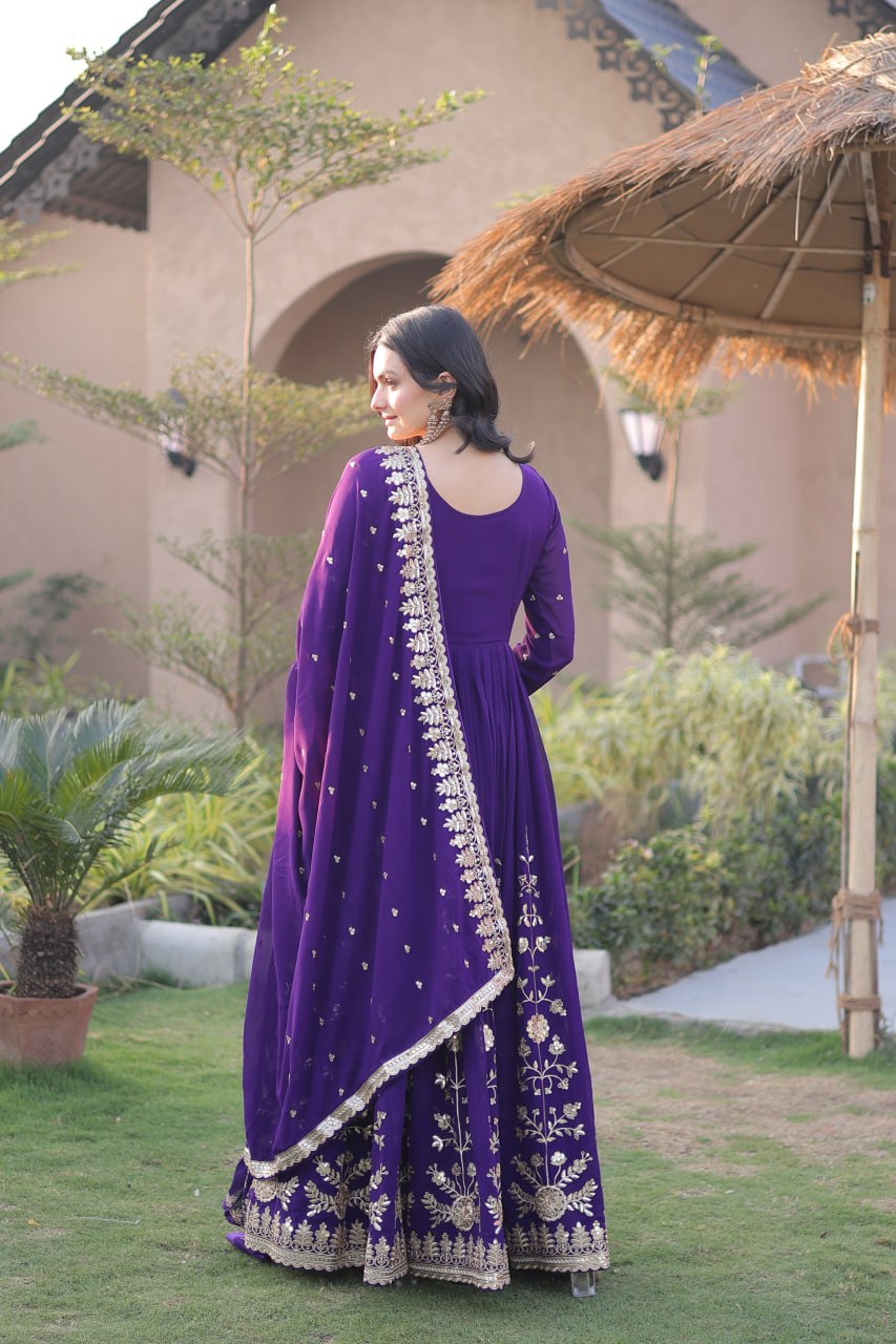 Premium Georgette Embroidered Gown