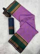 Pink Onion Soft Silk Two Tone Saree with Zari Border and Contrast Pallu