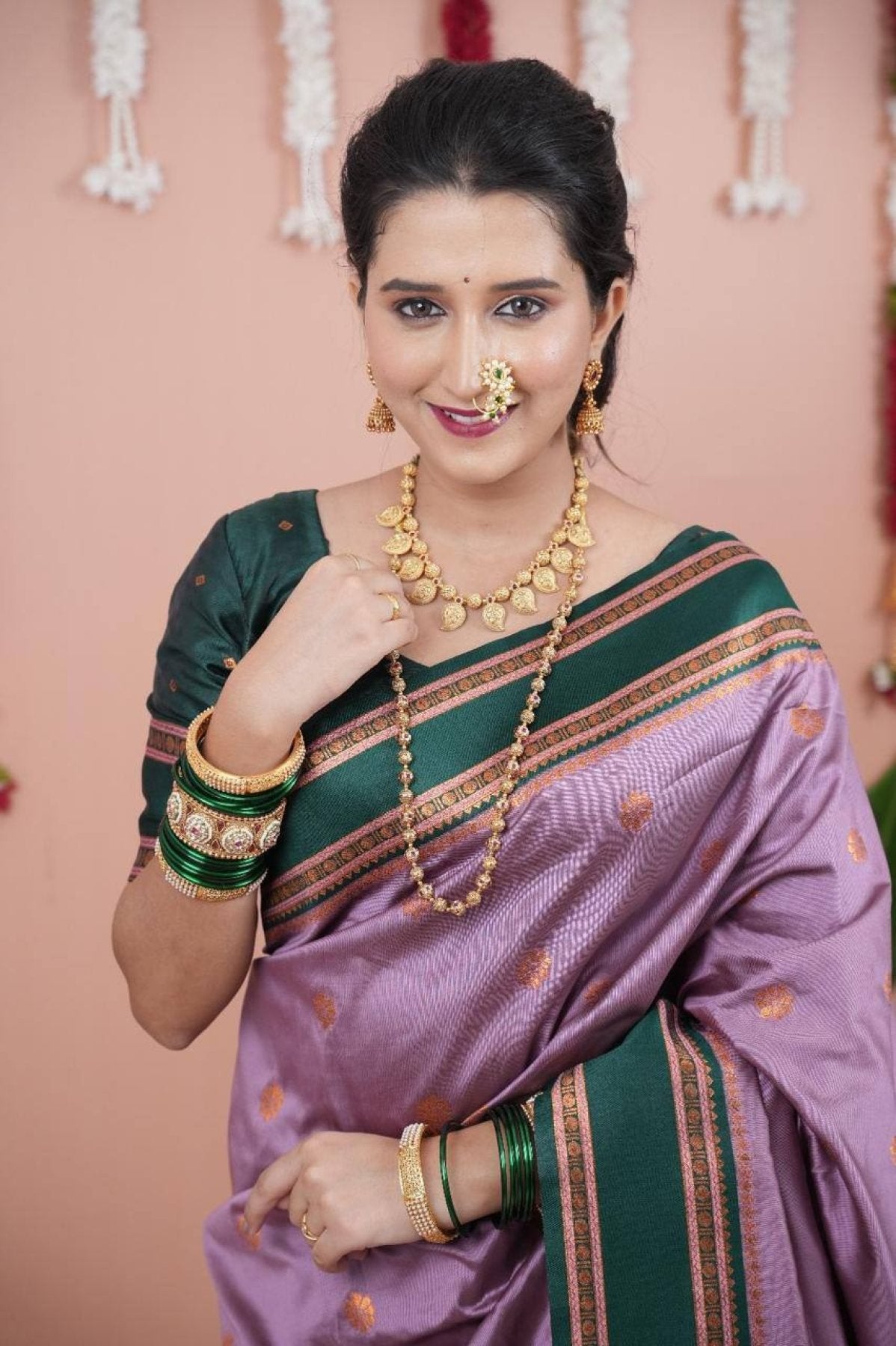 Pink Onion Soft Silk Two Tone Saree with Zari Border and Contrast Pallu