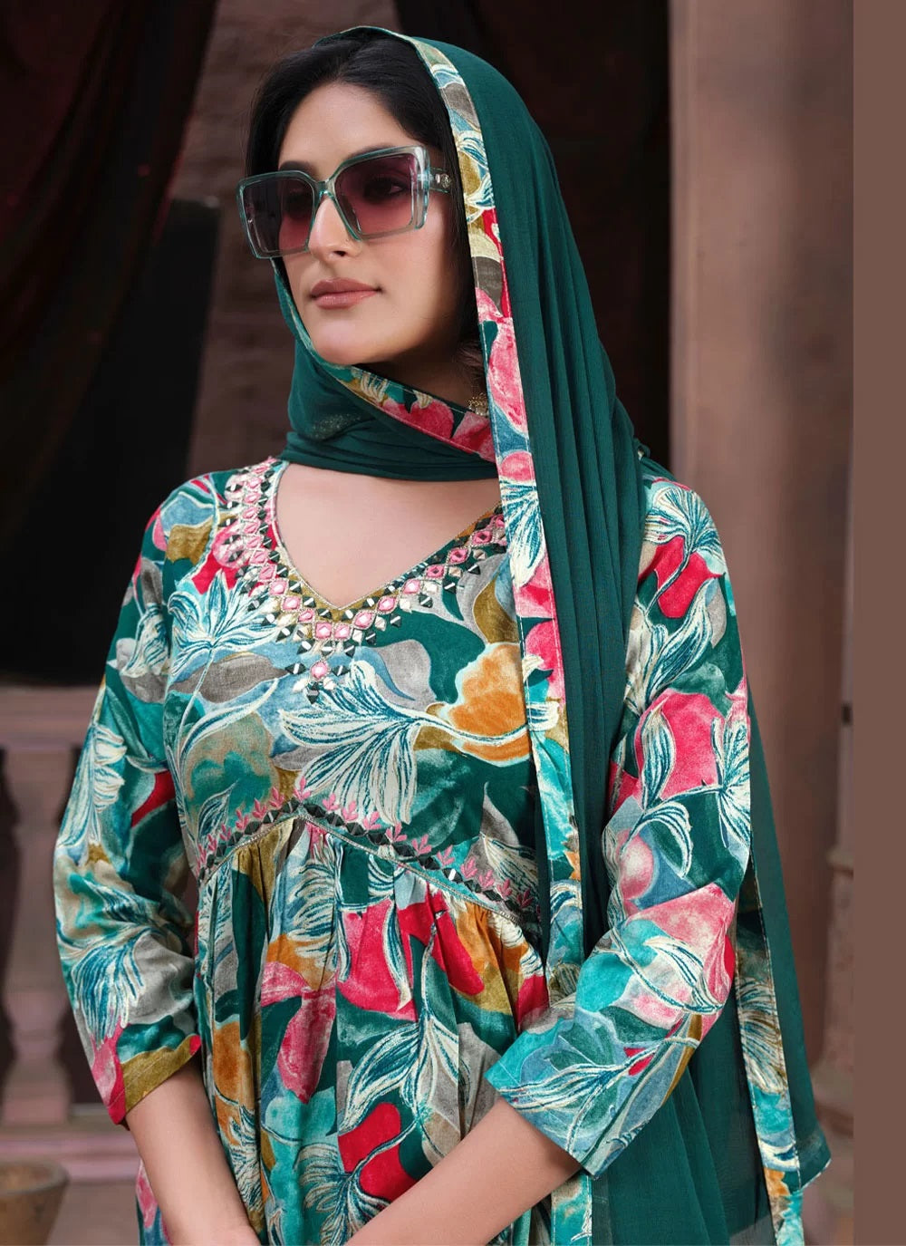 Premium riyon handwork readymade alia cut kurti