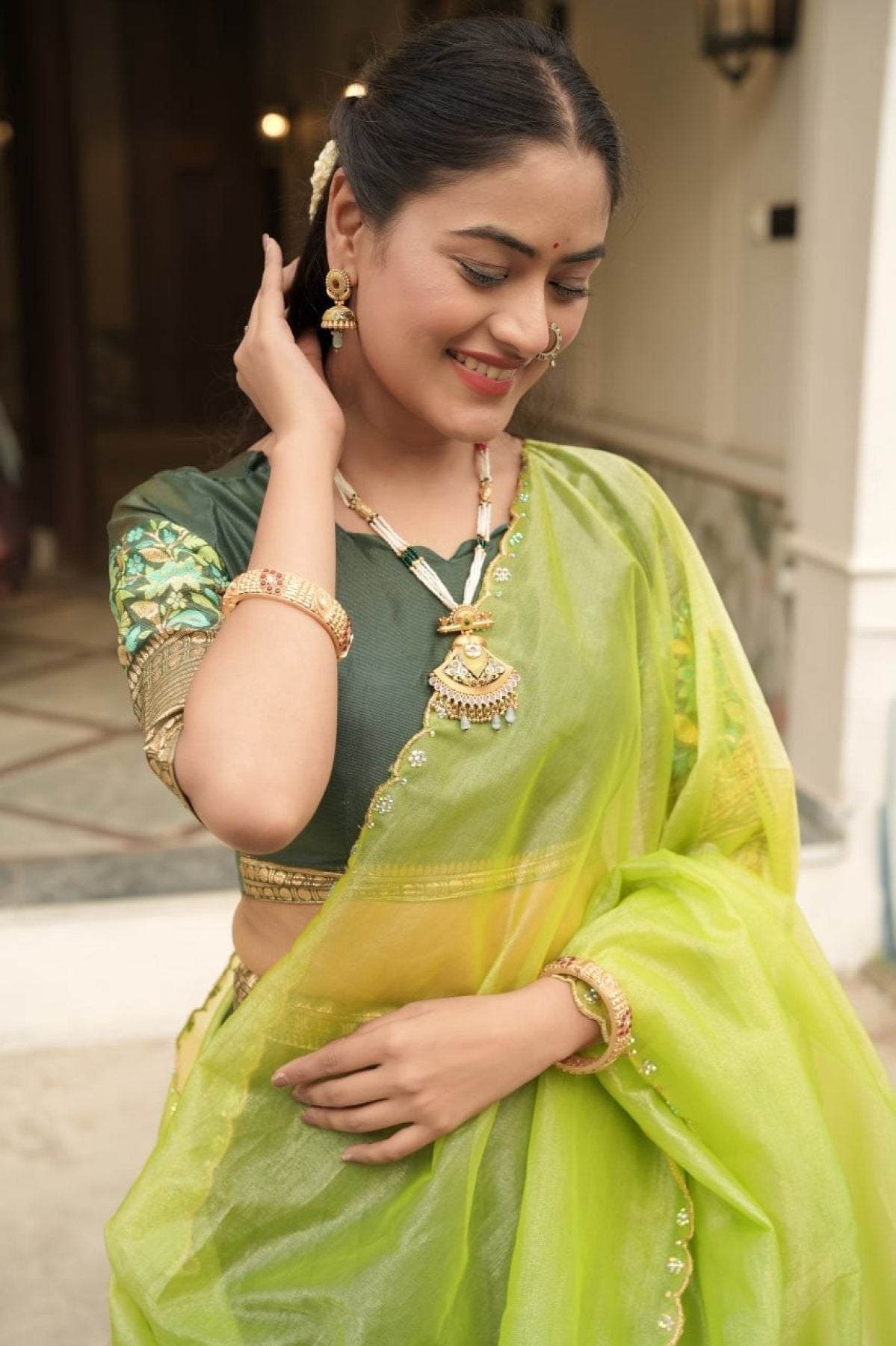 Silk Lehenga with Weaving Border and Zari Work for Bridal Functions