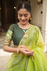 Silk Lehenga with Weaving Border and Zari Work for Bridal Functions