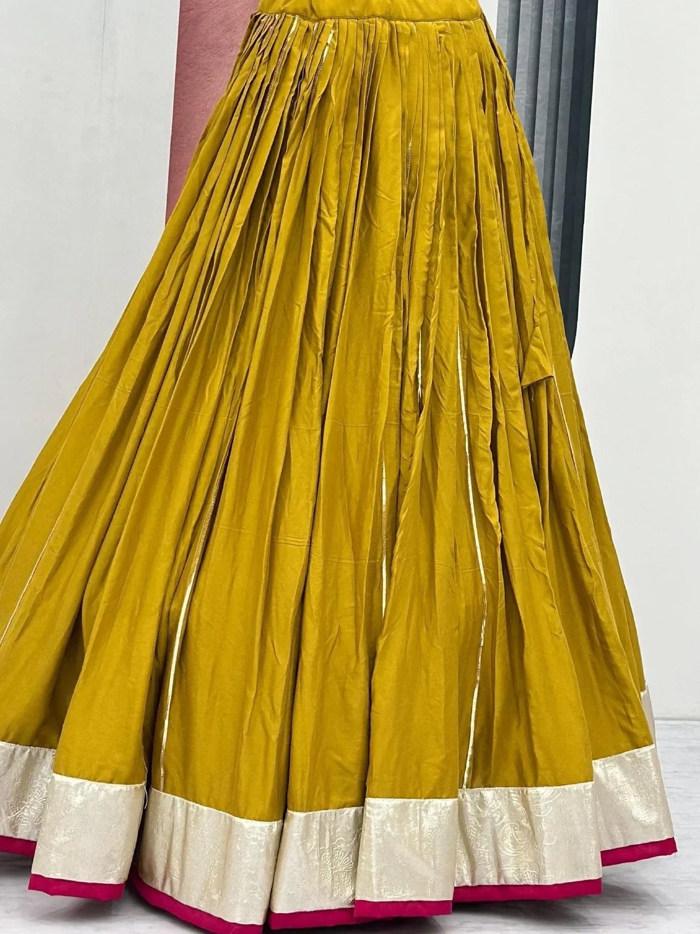 Pretty Mustard Yellow Bandhani Printed Cotton Lehenga Choli With Dupatta