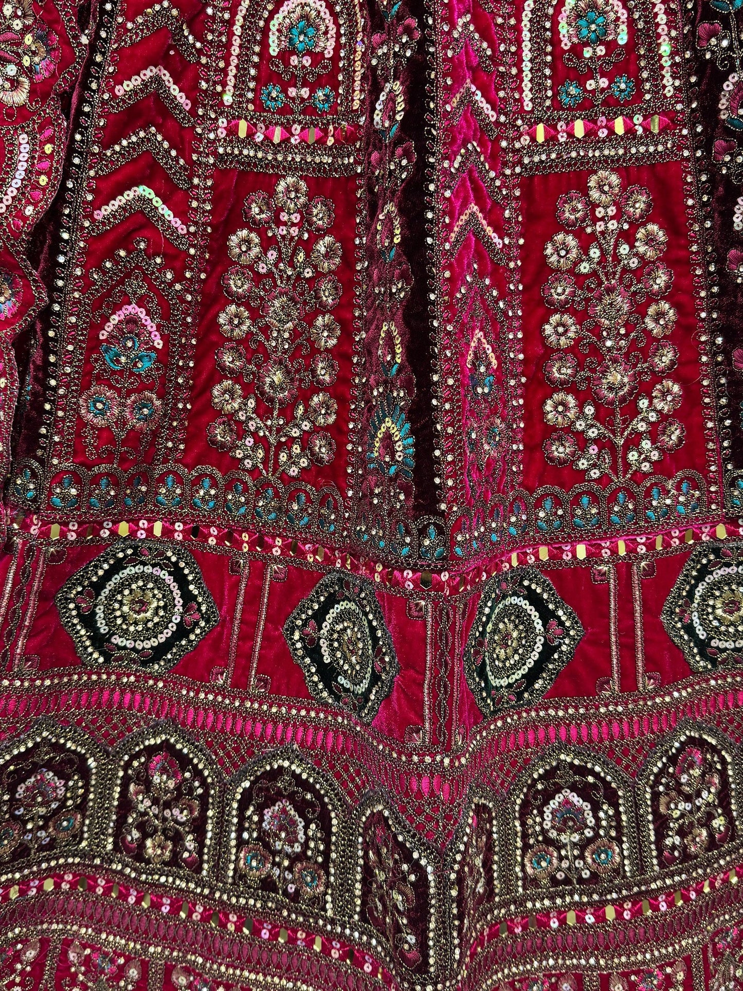 Pretty Pink Thread Work Velvet Bridal Lehenga Choli With Double Dupatta
