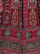 Pretty Pink Thread Work Velvet Bridal Lehenga Choli With Double Dupatta