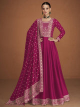 Pretty Pink  Zari Embroidered Silk Event Wear Gown