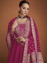 Pretty Pink  Zari Embroidered Silk Event Wear Gown