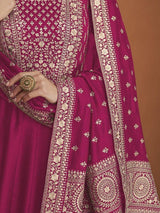 Pretty Pink  Zari Embroidered Silk Event Wear Gown