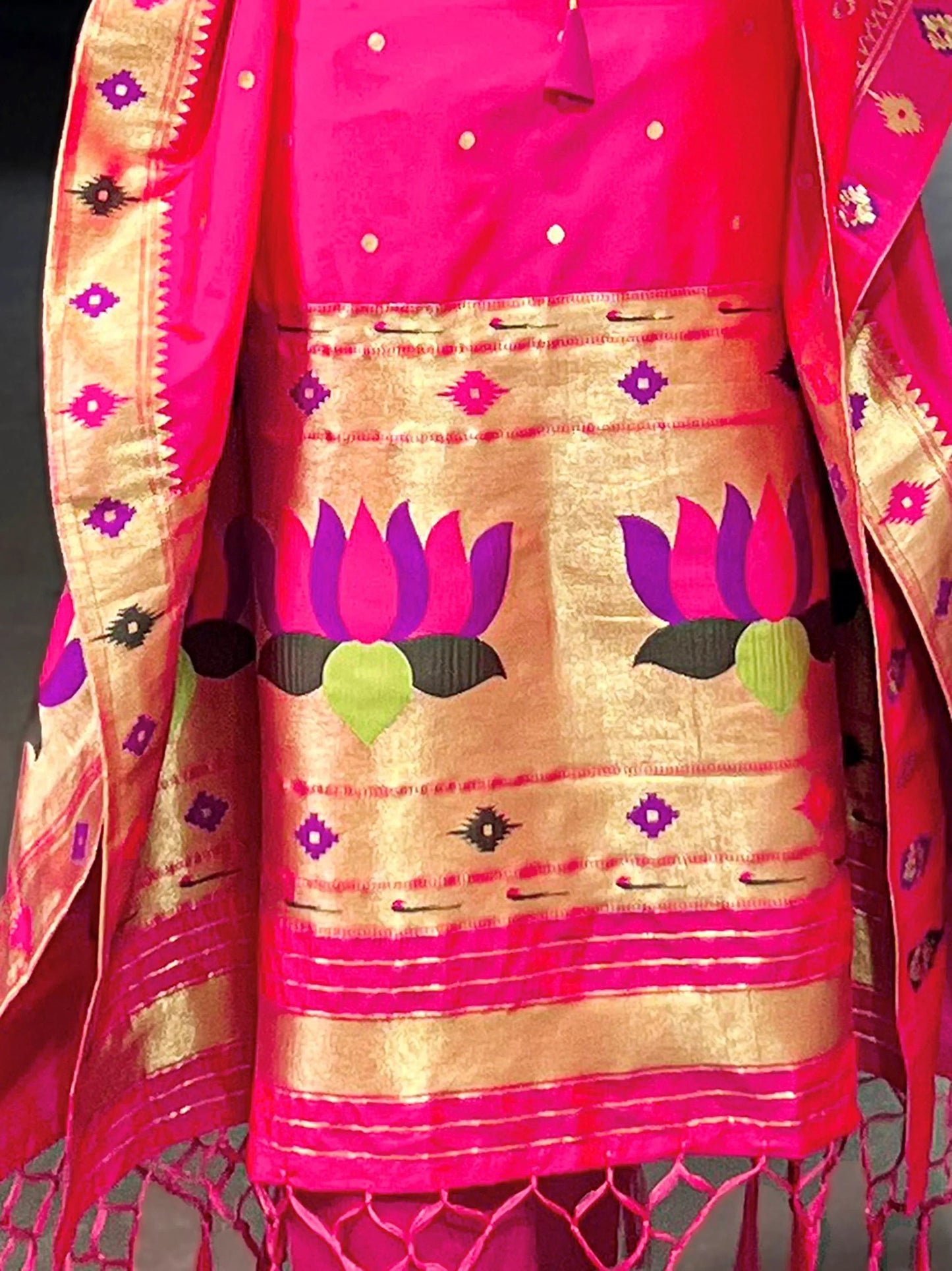 Pretty Rani Pink Zari Weaving Jacquard Wedding Wear Kaftan