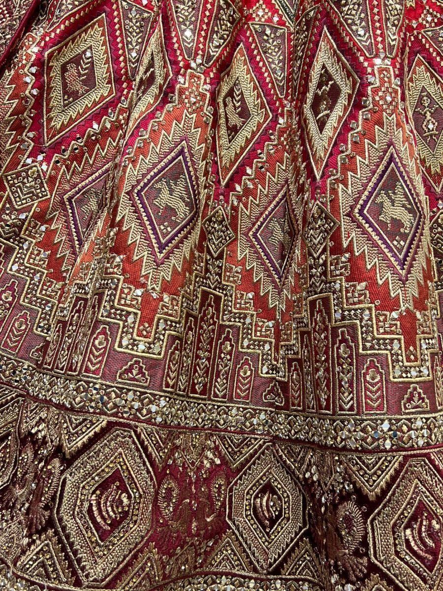 Pretty Red Dori Work Silk Bridal Lehenga Choli With Soft Net Dupatta