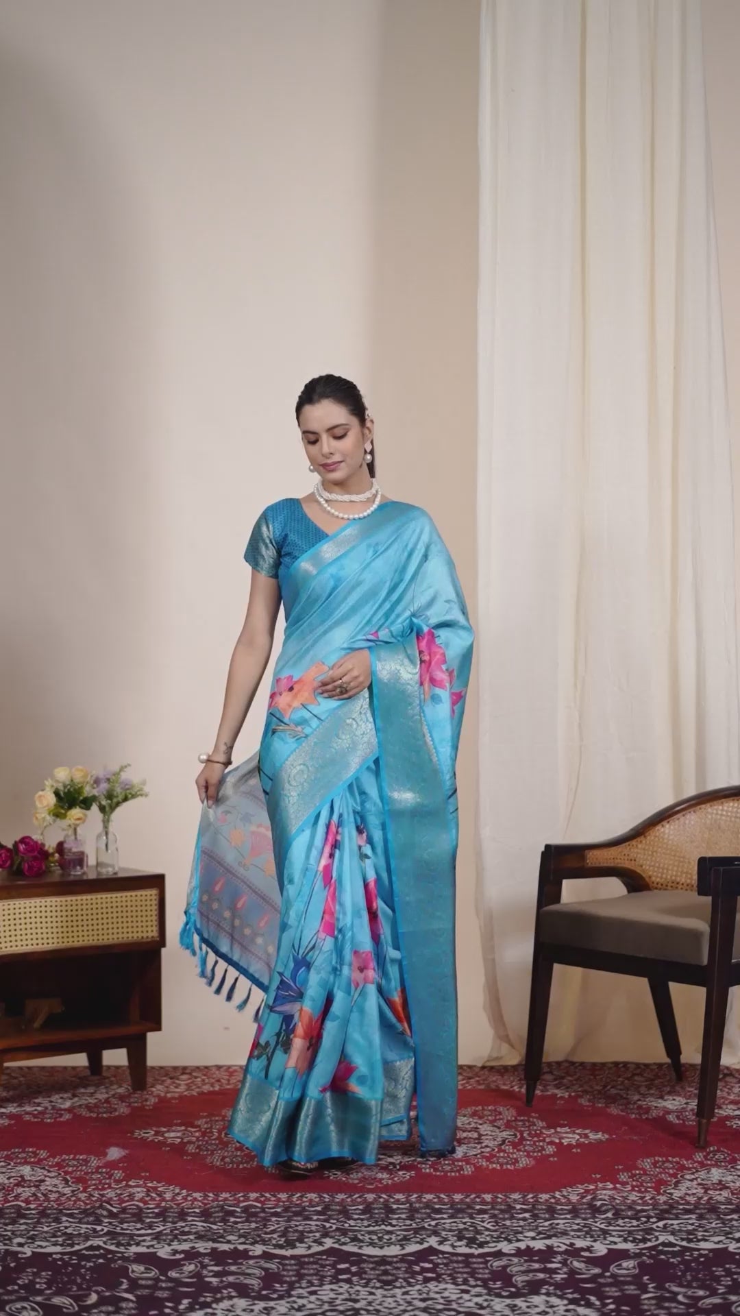 Premium Soft Silk Sky Blue Saree with Rich Silver Zari Woven Border