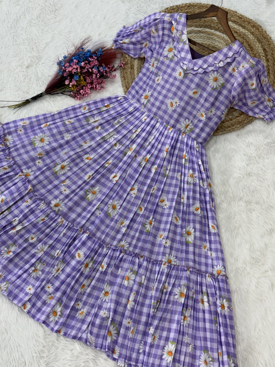 Print Anarkali Kurti with Puff Sleeves