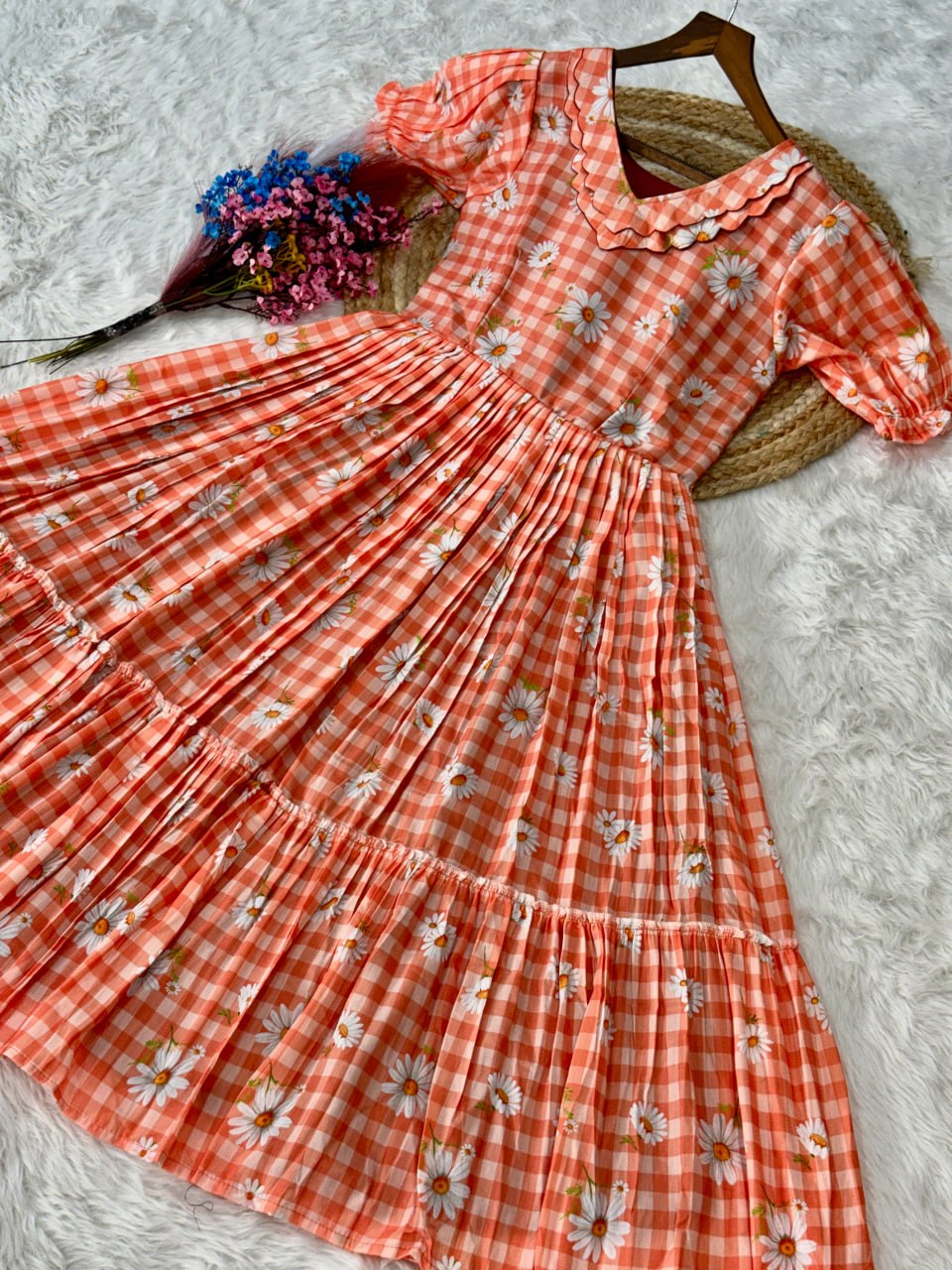 Print Anarkali Kurti with Puff Sleeves