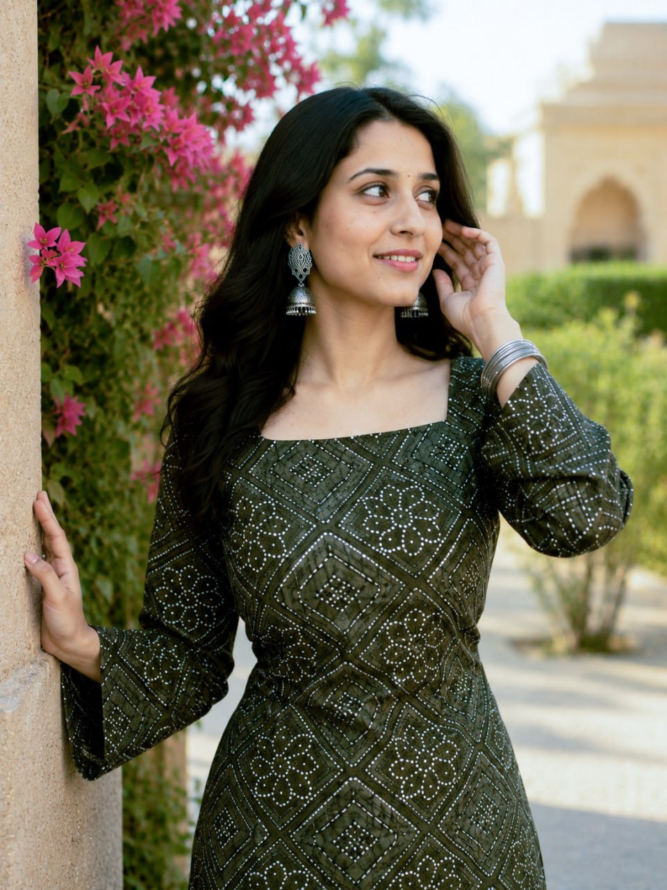 Print Kurti with Linen Cotton Farsi Pant Set