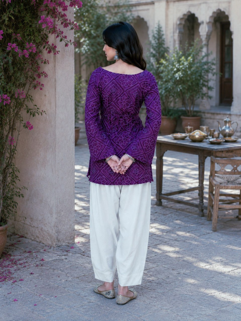 Print Kurti with Linen Cotton Farsi Pant Set