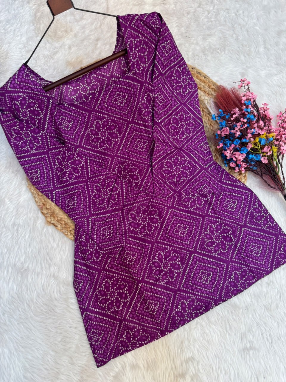 Print Kurti with Linen Cotton Farsi Pant Set