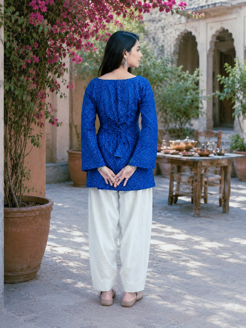 Print Kurti with Linen Cotton Farsi Pant Set