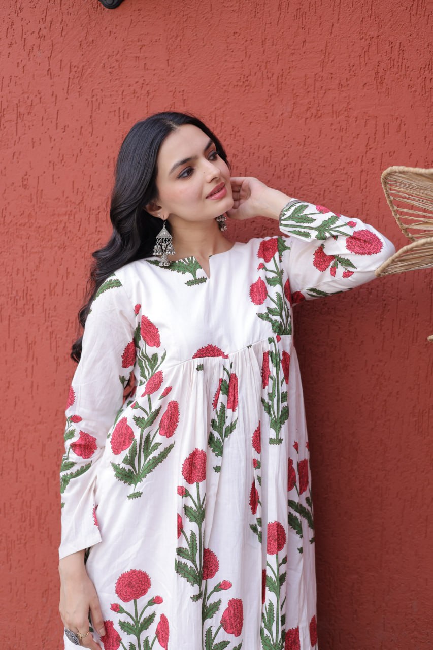 Printed Cotton Kurti Pant Set
