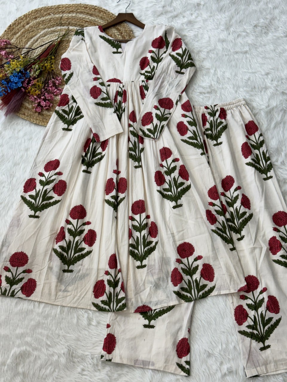 Printed Cotton Kurti Pant Set