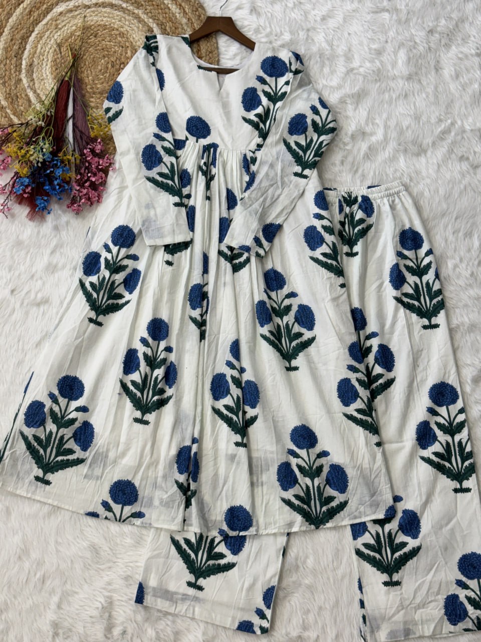 Printed Cotton Kurti Pant Set